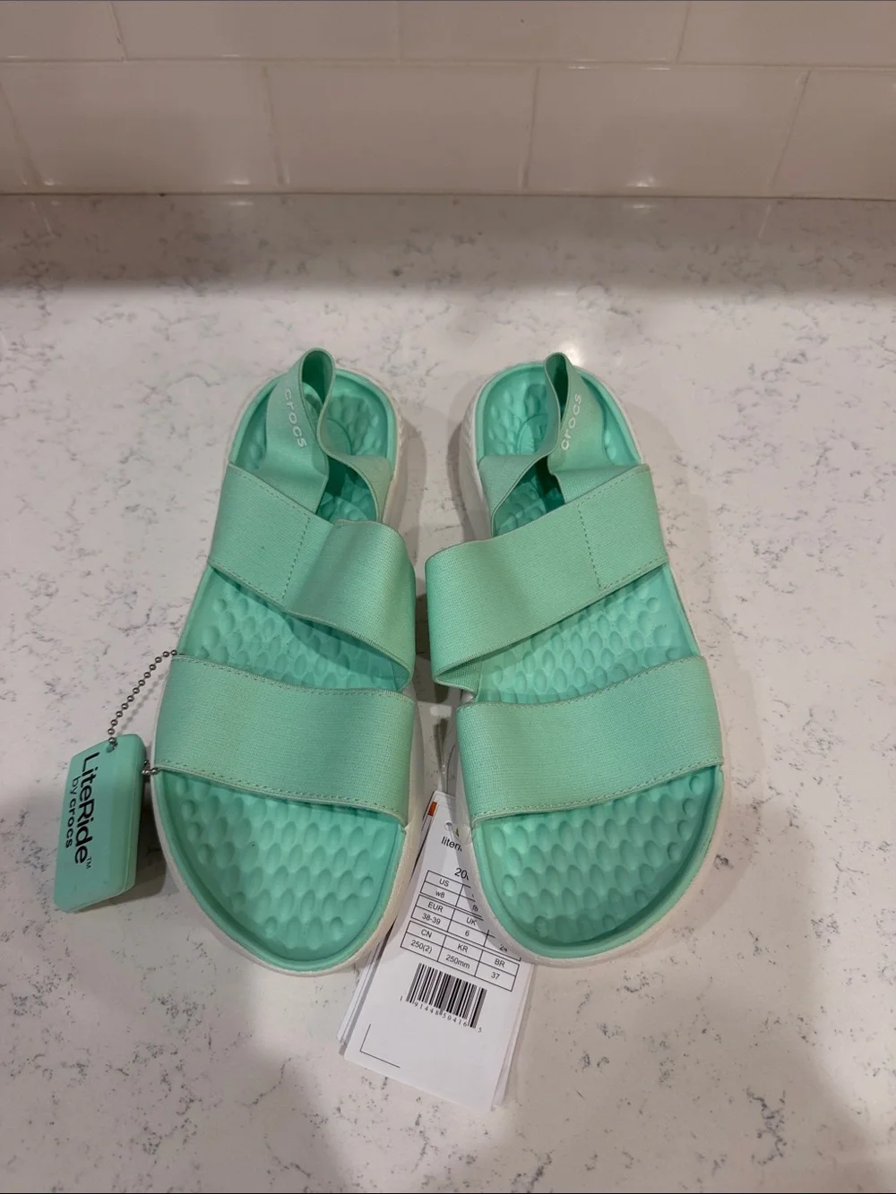 CROCS NWT LiteRide Slide Sandals in Mint Green Lightweight Summer Boat Shoes